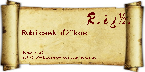 Rubicsek Ákos névjegykártya